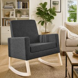 Relaxing Lounge Rocking Chair in Grey Fabric