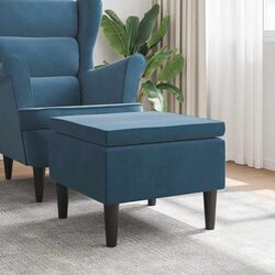 Enhance Your Space with a Blue Velvet Stool and Wooden Legs