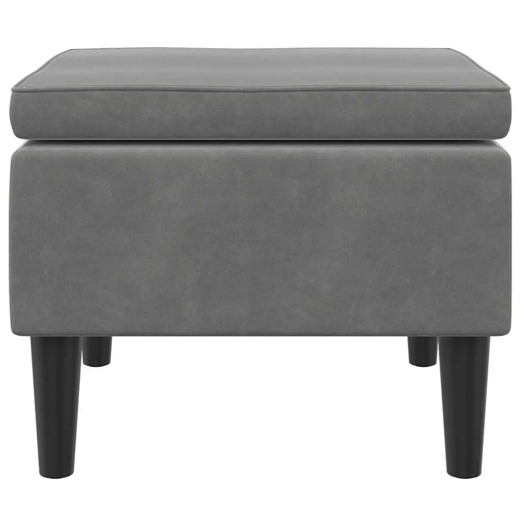 Dark Grey Velvet Stool Compact Size Soft Padded Seat Wooden Legs