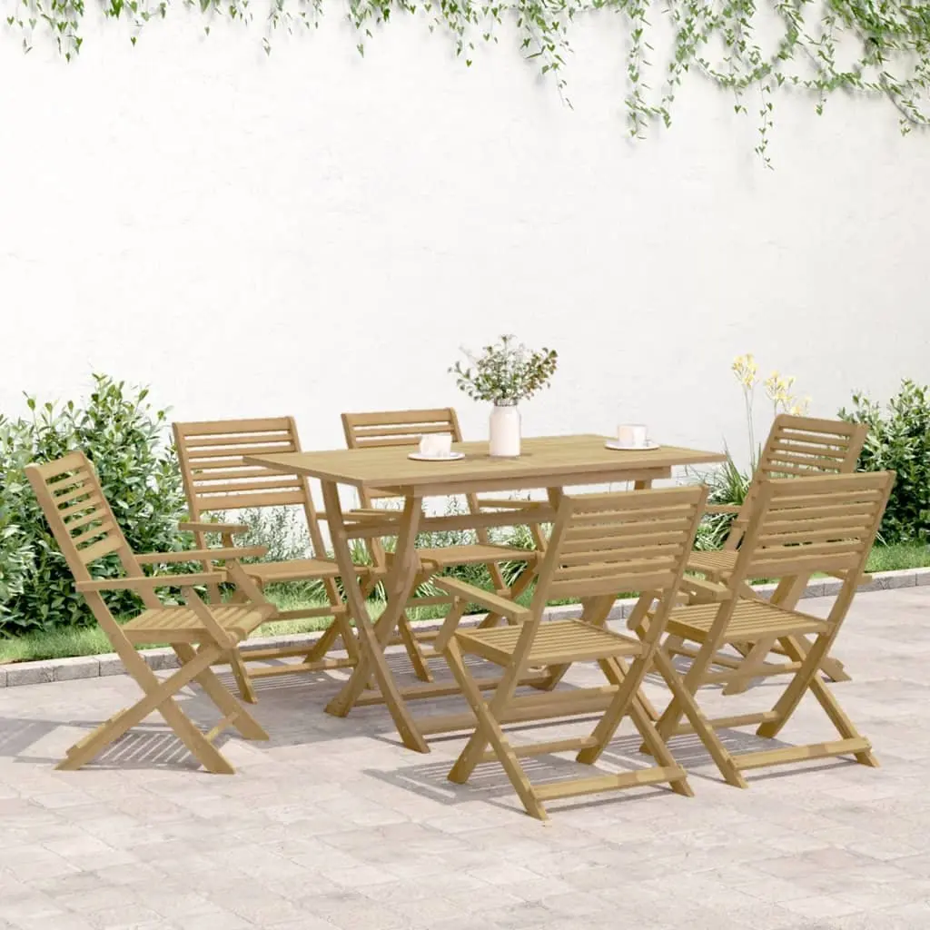 Garden Dining Set 7 Piece Outdoor Patio Furniture Solid Acacia Wood Brown
