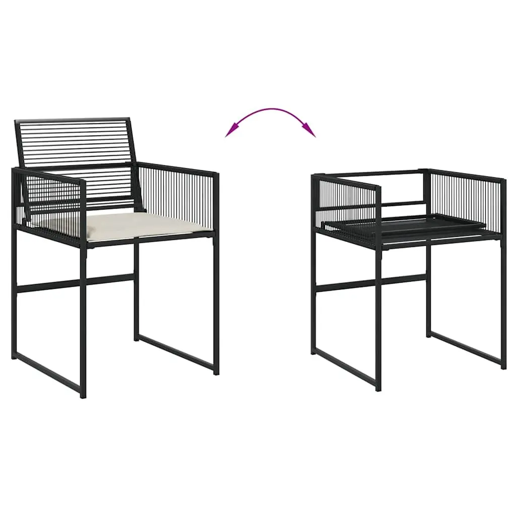 Outdoor Dining Set 9 Piece Black Rattan Cushioned Chairs and Tempered Glass Table for Garden and Patio