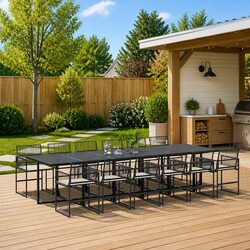Stylish 13-Piece Outdoor Dining Set in Black Rattan