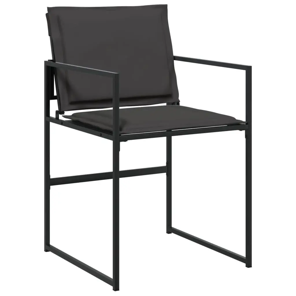 9 Piece Outdoor Dining Set with Cushions Folding Chairs Tempered Glass Table Black Textilene