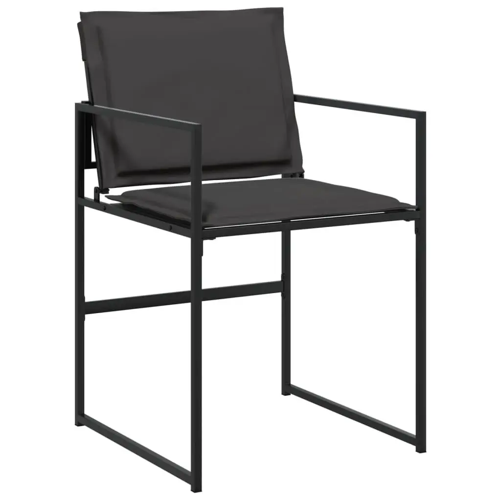 Garden Dining Set 11 Piece Outdoor Furniture Black Textilene Chairs Table Tempered Glass Top Foldable Backrests Removable Cushions