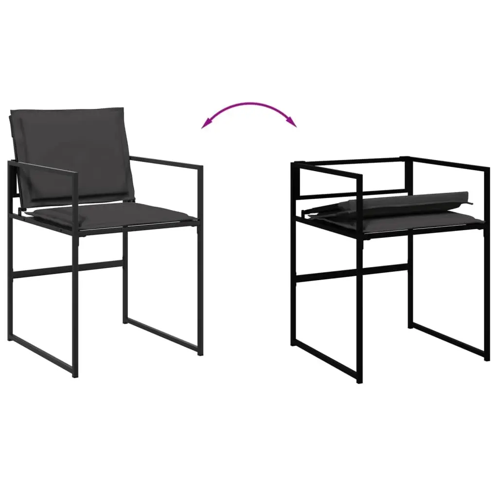 Garden Dining Set 15 Piece Outdoor Furniture Textilene Chairs Glass Table Black