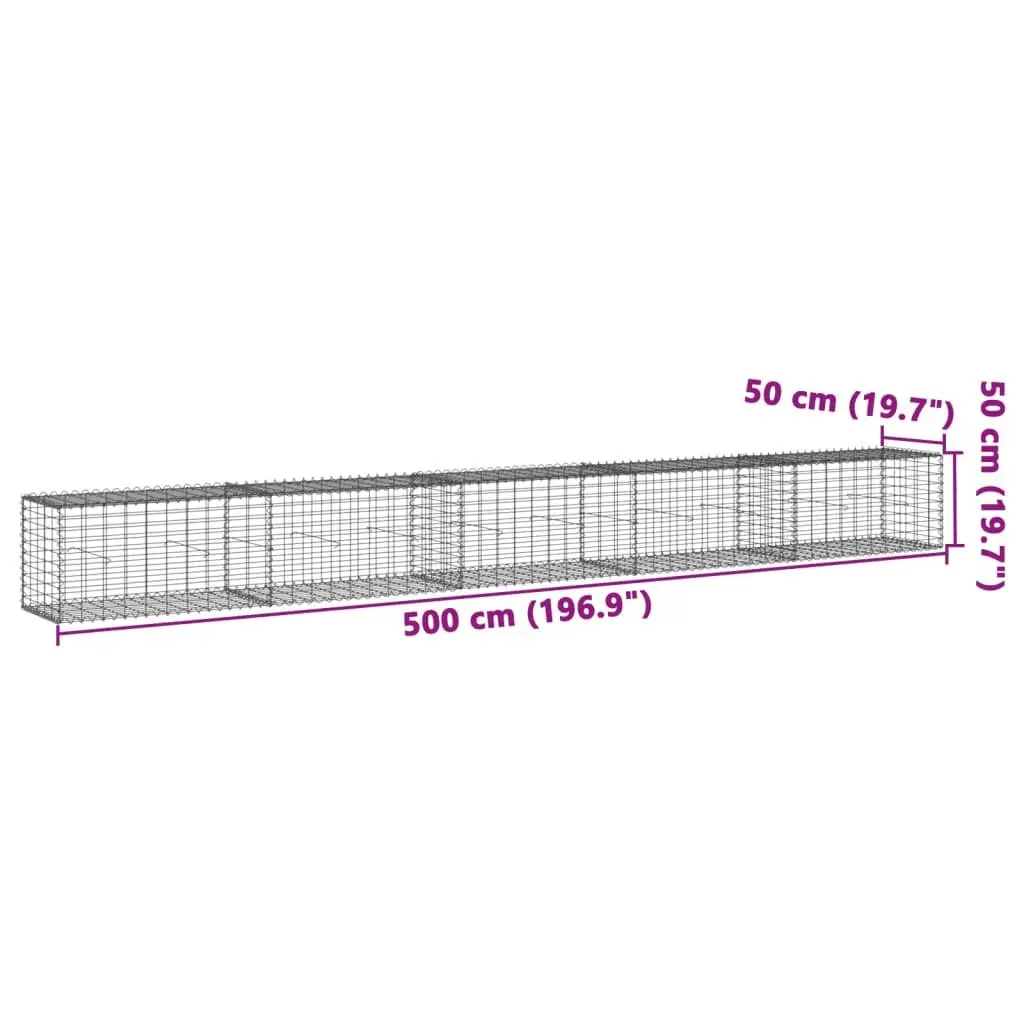Gabion Basket 500x50x50 cm Galvanised Iron Wire Construction for Garden Landscaping Outdoor