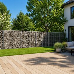 Gabion Basket with Cover 1100x50x100 cm Silver Garden Outdoor Retaining Wall