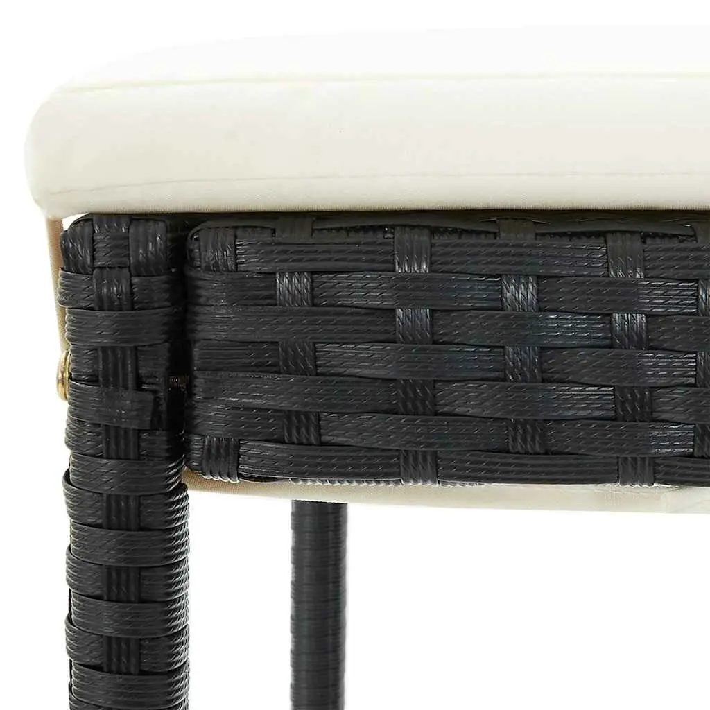 5 Piece Garden Bar Set Black Acacia Wood Poly Rattan Outdoor Dining Stools Table