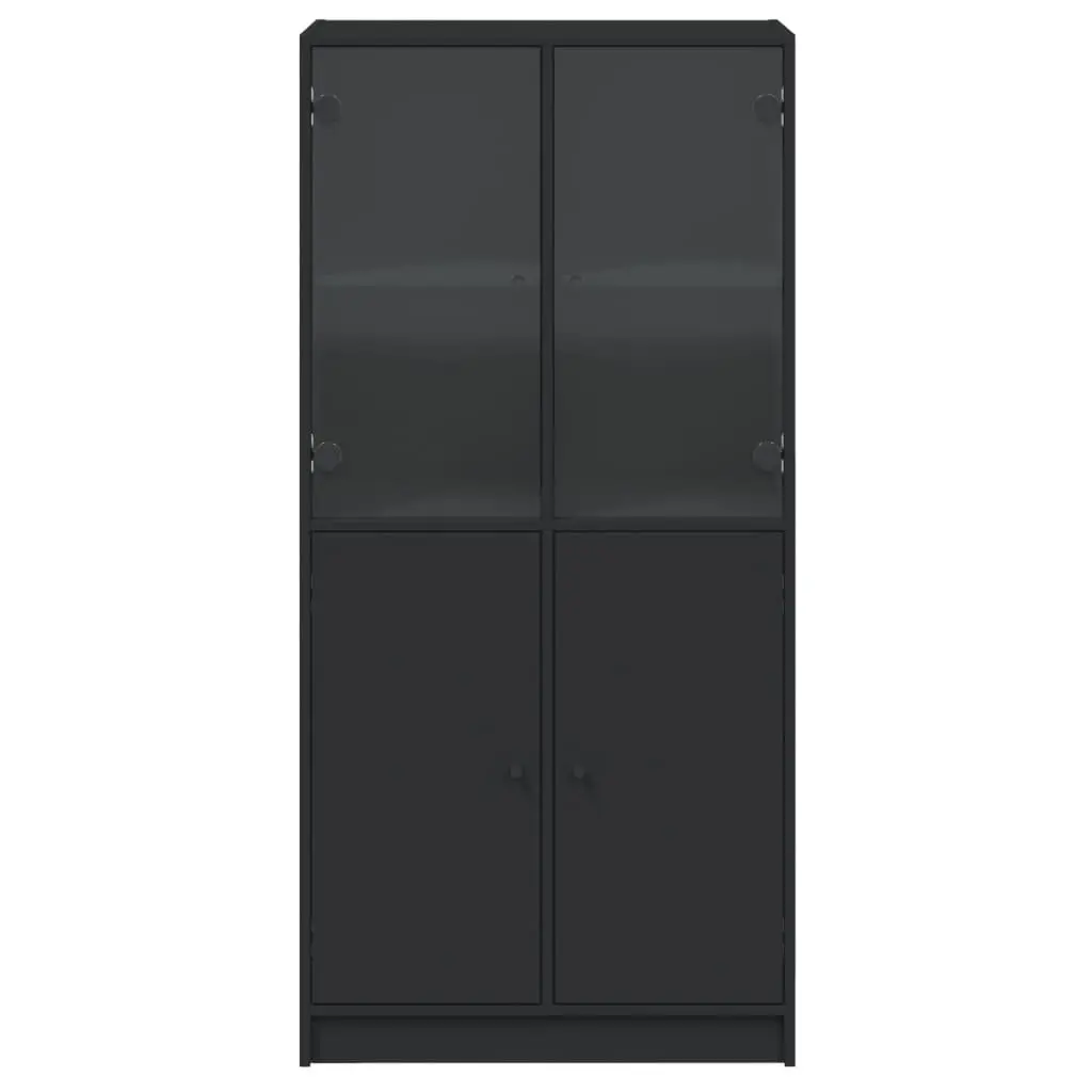 Highboard Storage Cabinet with Doors Black 68x37x142cm Engineered Wood Organiser
