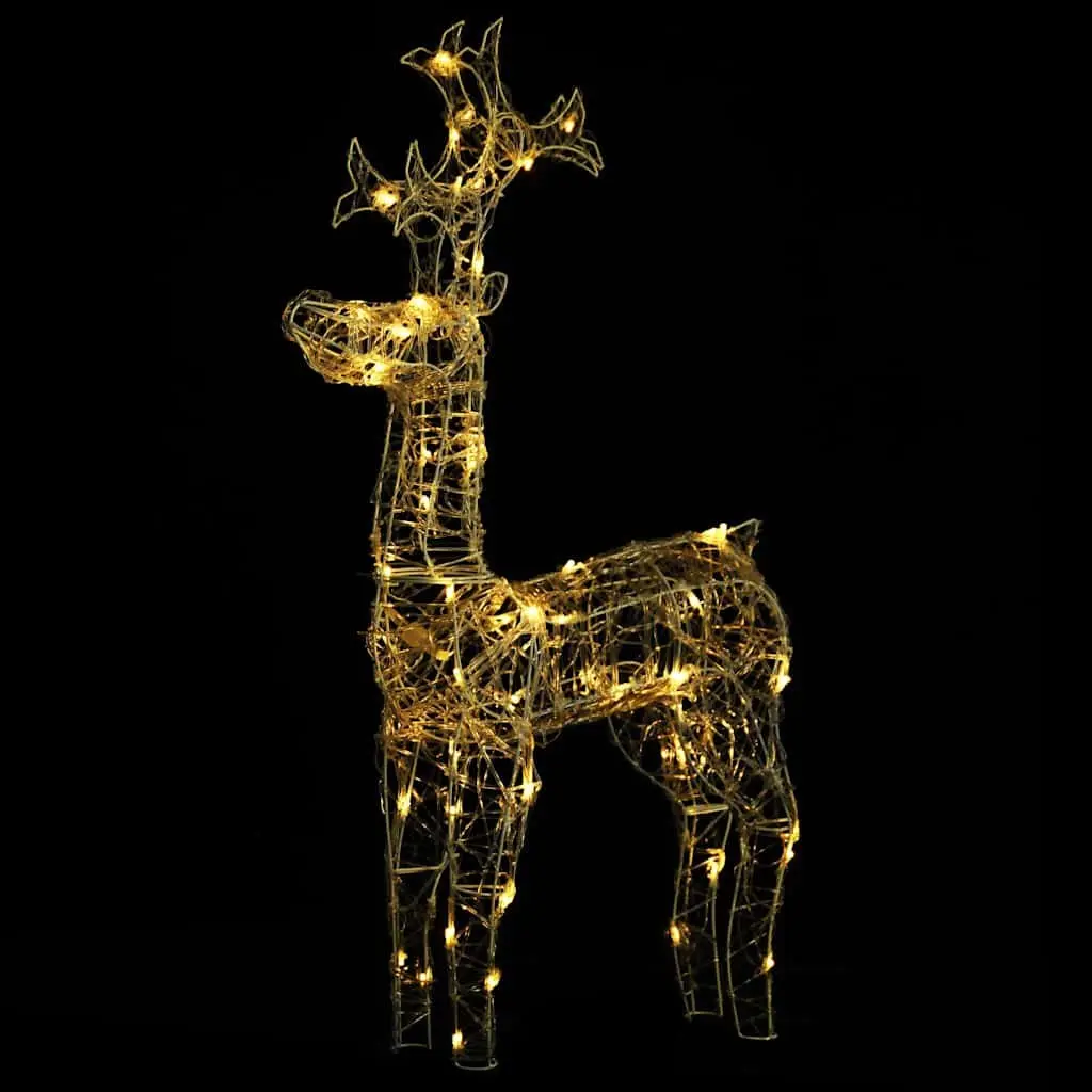 Acrylic Outdoor Christmas Decoration Standing Reindeer with 90 Warm White LED Lights 60x16x100cm