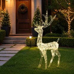 Elegant Christmas Decoration: 128cm Reindeer with LEDs