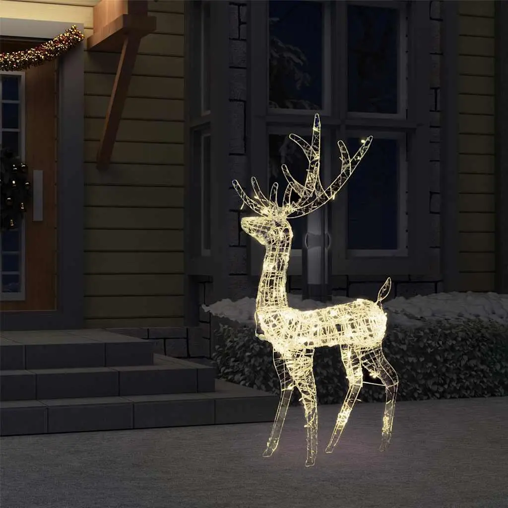 Standing Reindeer Acrylic Decoration 128cm Pre-lit with 140 Warm White LEDs for Outdoor Use