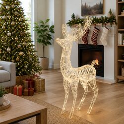 Christmas Reindeer Decoration 180cm 250 LED Warm White Acrylic Standing Outdoor