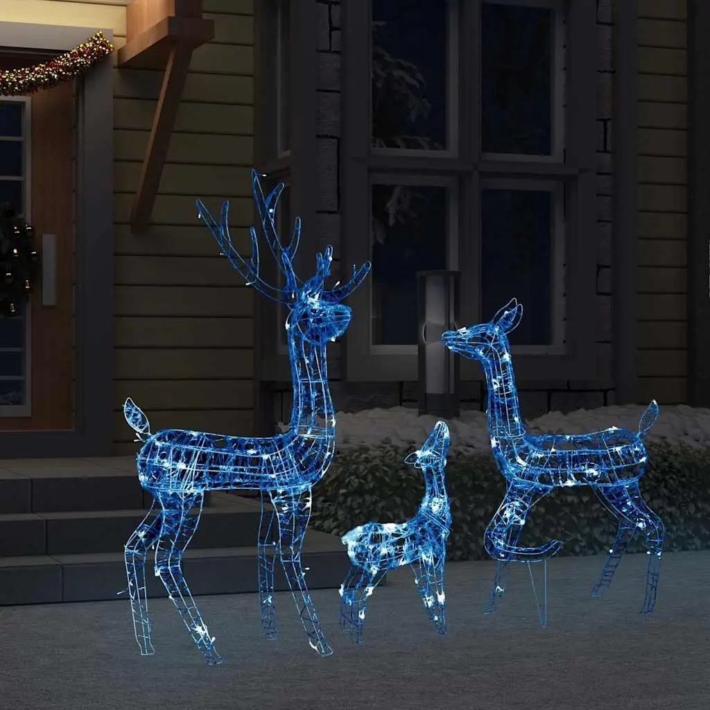 Acrylic Reindeer Family Christmas LED Light Decoration 300 Lights Blue Energy Saving