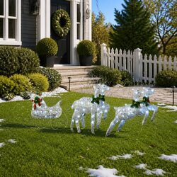 Reindeer Sleigh Christmas Decoration 100 LED Lights Outdoor Garden Festive