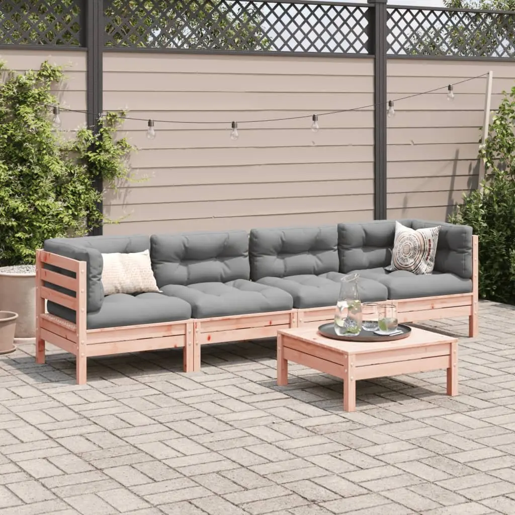 Outdoor Garden Sofa Set 5 Piece Wood Furniture Patio Seating with Cushions