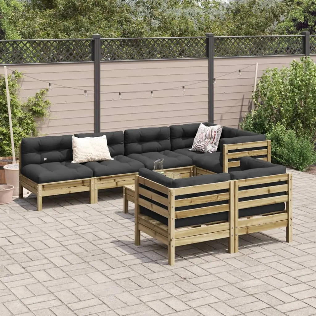 8 Piece Garden Sofa Set with Cushions Outdoor Patio Furniture Brown Modular