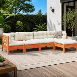 Outdoor Patio Lounge Set - 5-Piece Garden Sofa with Cushions