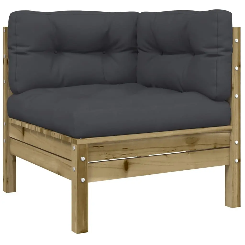 4 Piece Garden Sofa Set Outdoor Furniture Brown Cushions Impregnated Pinewood