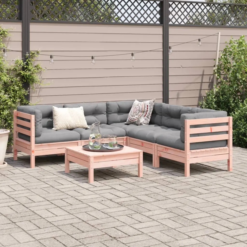 Garden Sofa Set 6 Piece Modular Outdoor Furniture Douglas Fir Wood with Cushions