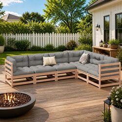 6 Piece Modular Garden Sofa Set for Backyard Relaxation