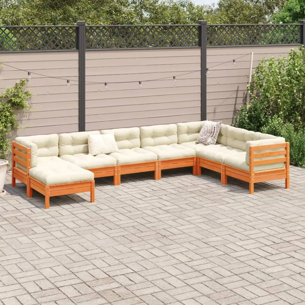 Garden Sofa Set 8 Piece Brown Outdoor Furniture with Cushions
