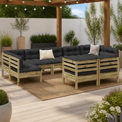 9 Piece Brown Patio Sofa Set with Comfortable Cushions