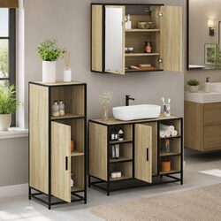 Elegant 3-Piece Bathroom Storage Set in Brown