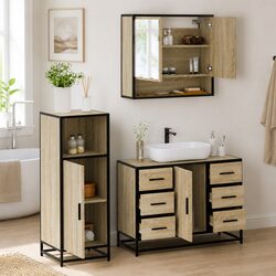 Enhance Your Bathroom with This 3-Piece Brown Furniture Set