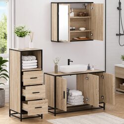 Enhance Your Space: 3 Piece Brown Bathroom Furniture Set