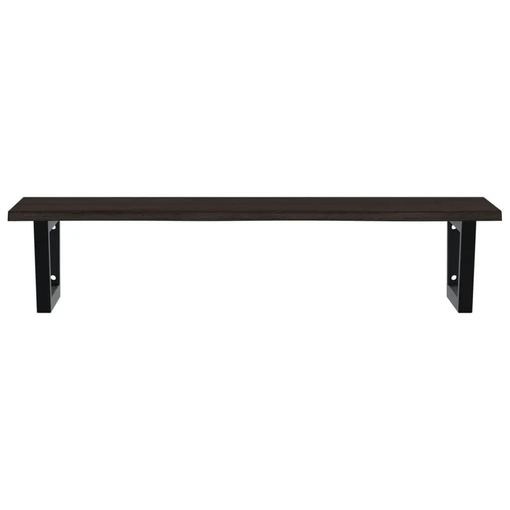 Bathroom Storage Floating Shelf Brown Oak Wood Steel Wall Mounted Basin