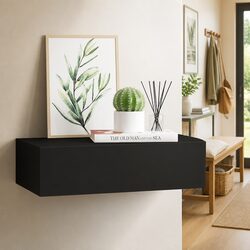 Wall-mounted Drawer Shelf Black Floating Storage Organizer 40x23.5x10cm