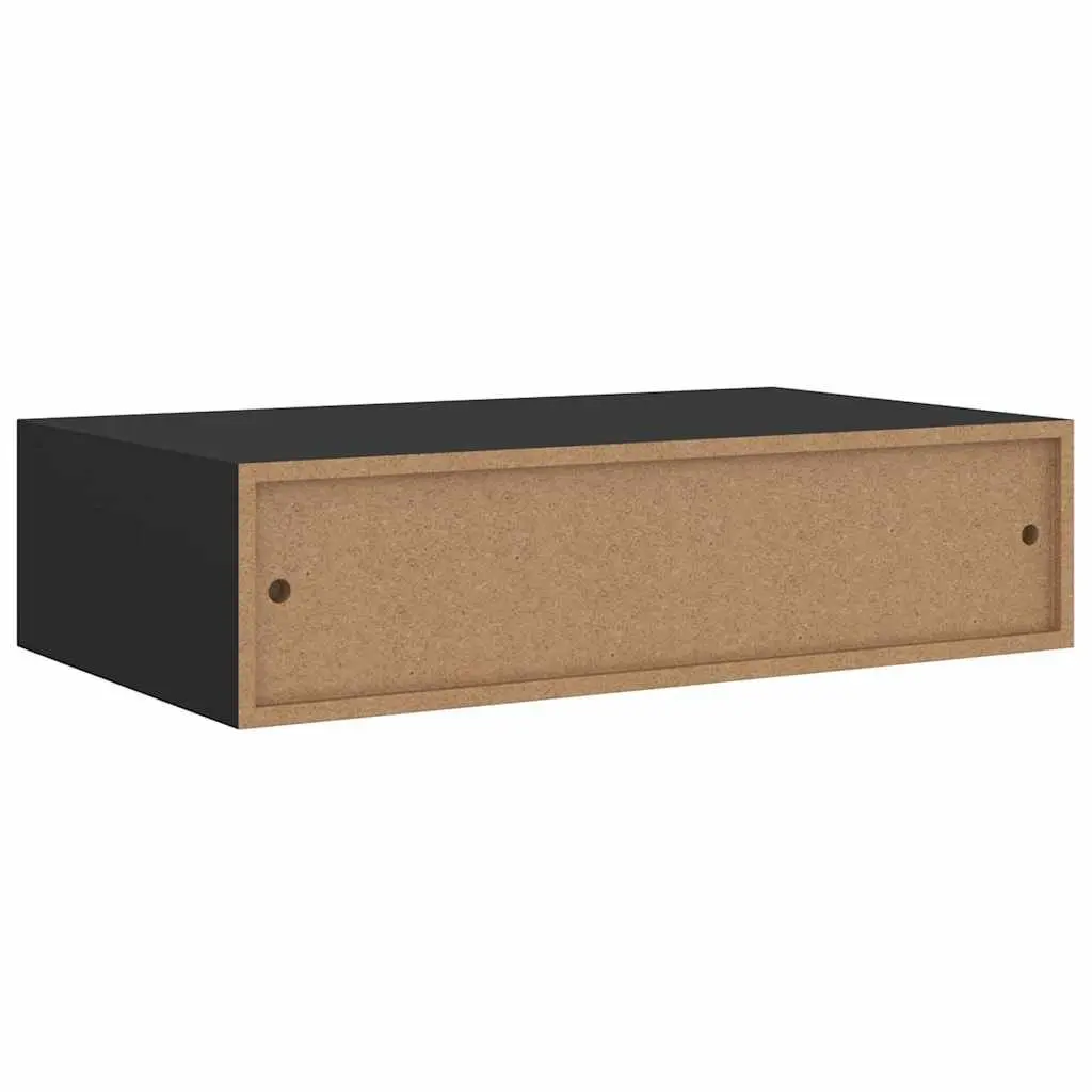 Wall-mounted Drawer Shelves 2 pcs Black Floating Storage Organizer