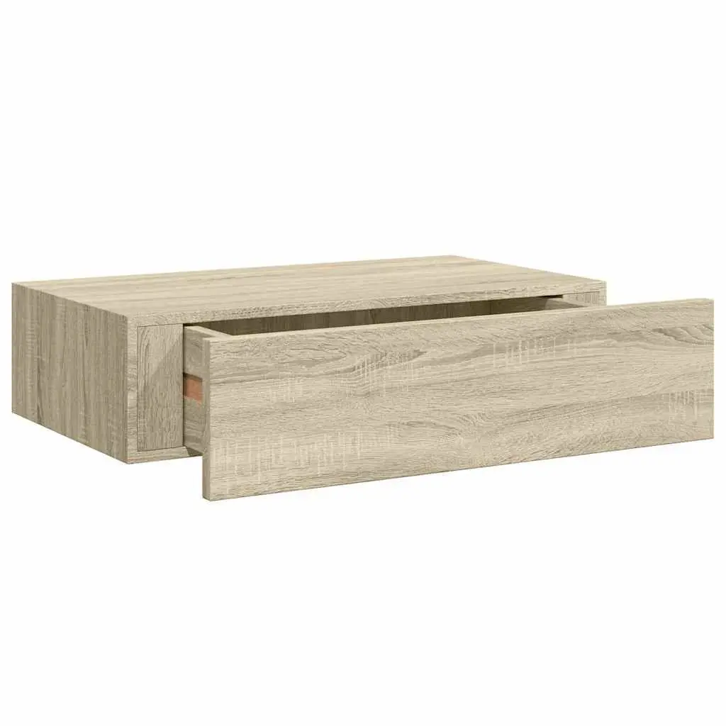 Floating Storage Drawer Shelves Wall-Mounted Oak Set of 2 40x23.5x10cm for Organizing Small Items in Living Rooms Bedrooms Entryways