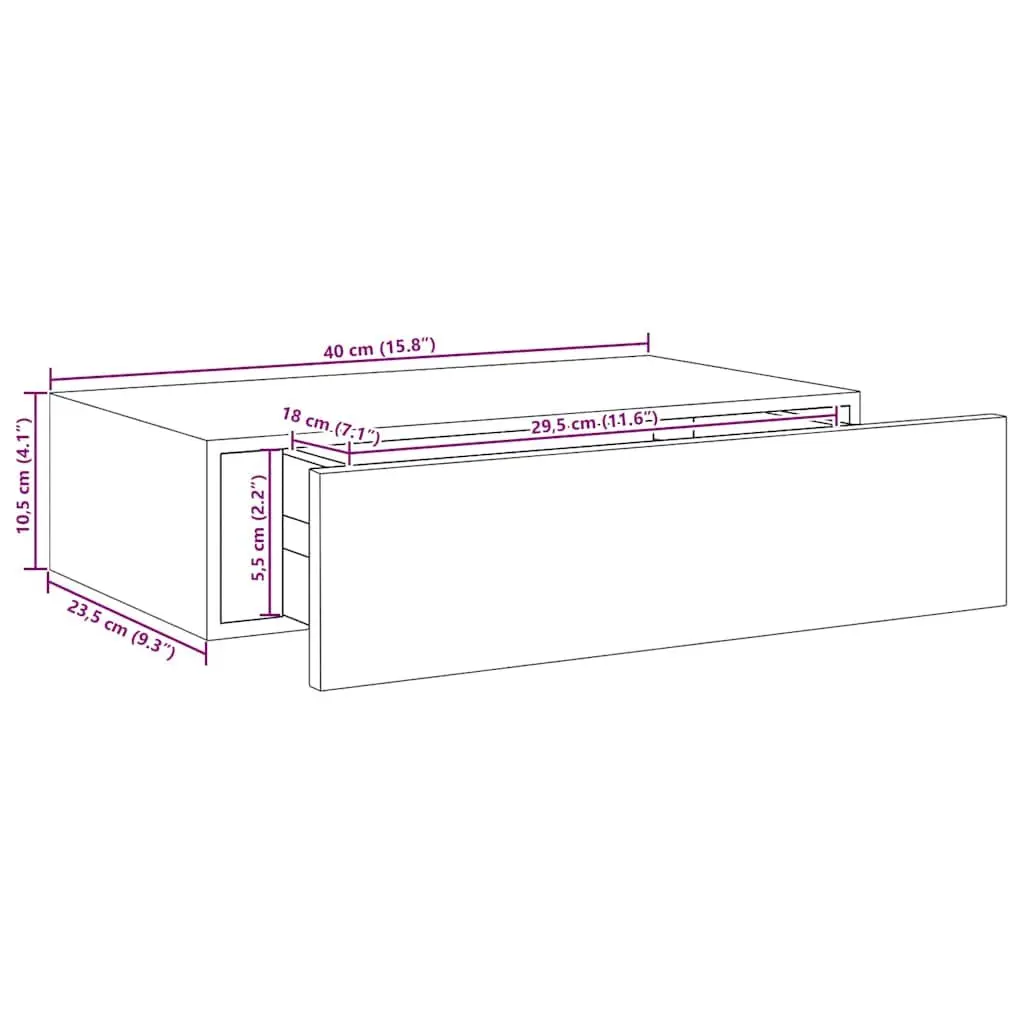 Wall-mounted Drawer Shelf MDF Floating Storage for Bedroom Living Room Decor