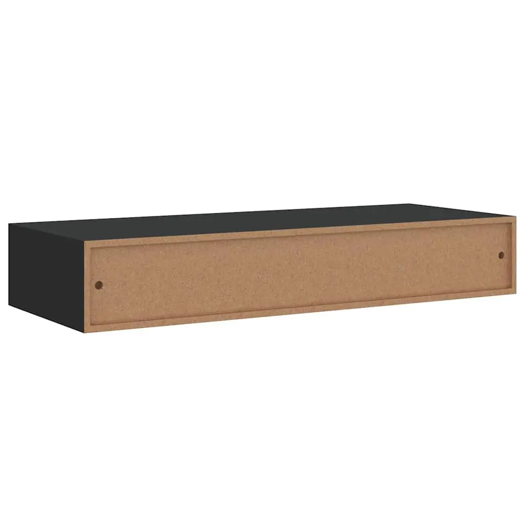 Wall-mounted Drawer Shelf 60x23.5x10cm Floating Storage Black MDF Organiser