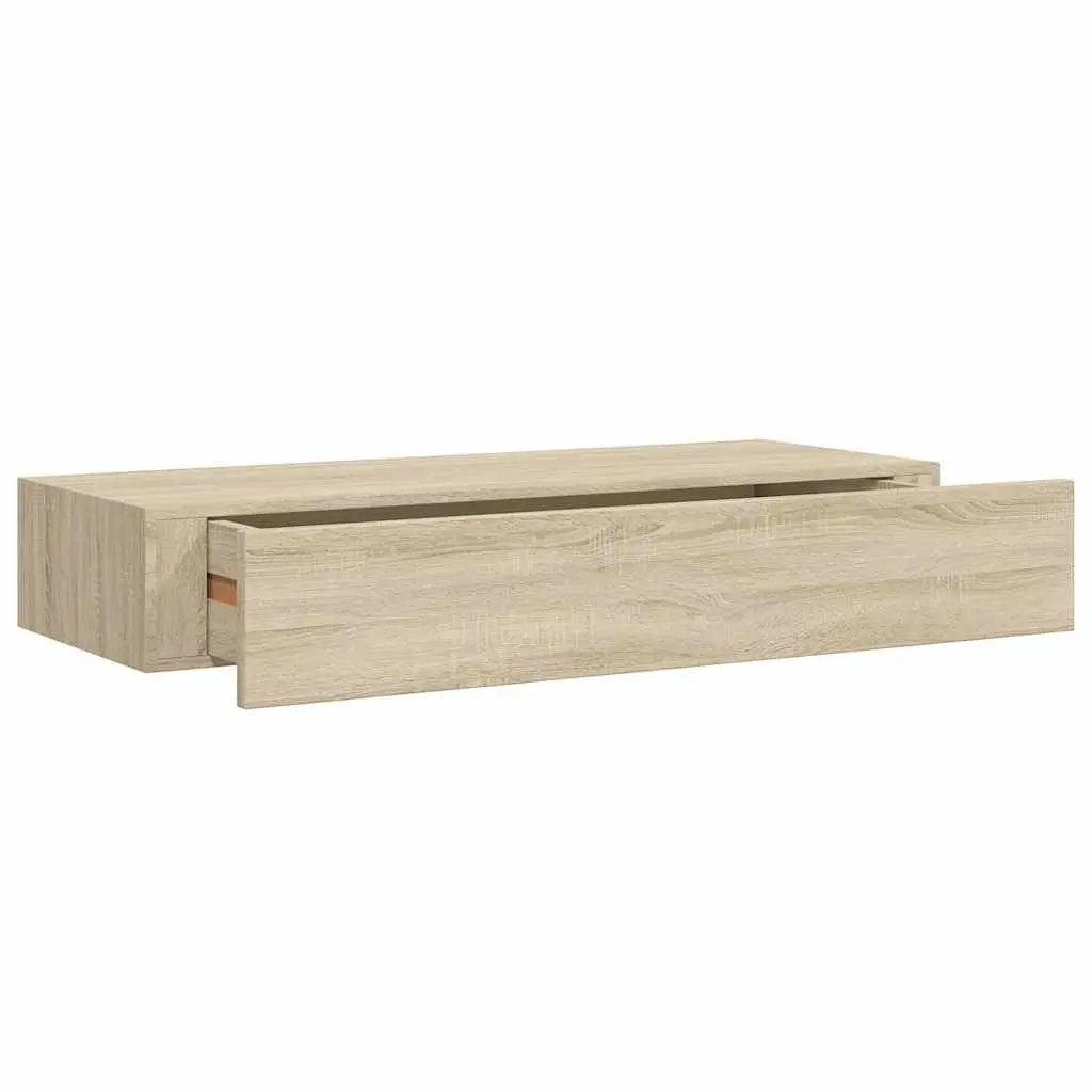 Wall-mounted Drawer Shelves 60x23.5x10cm Floating Storage Organizer Oak Brown Set of 2