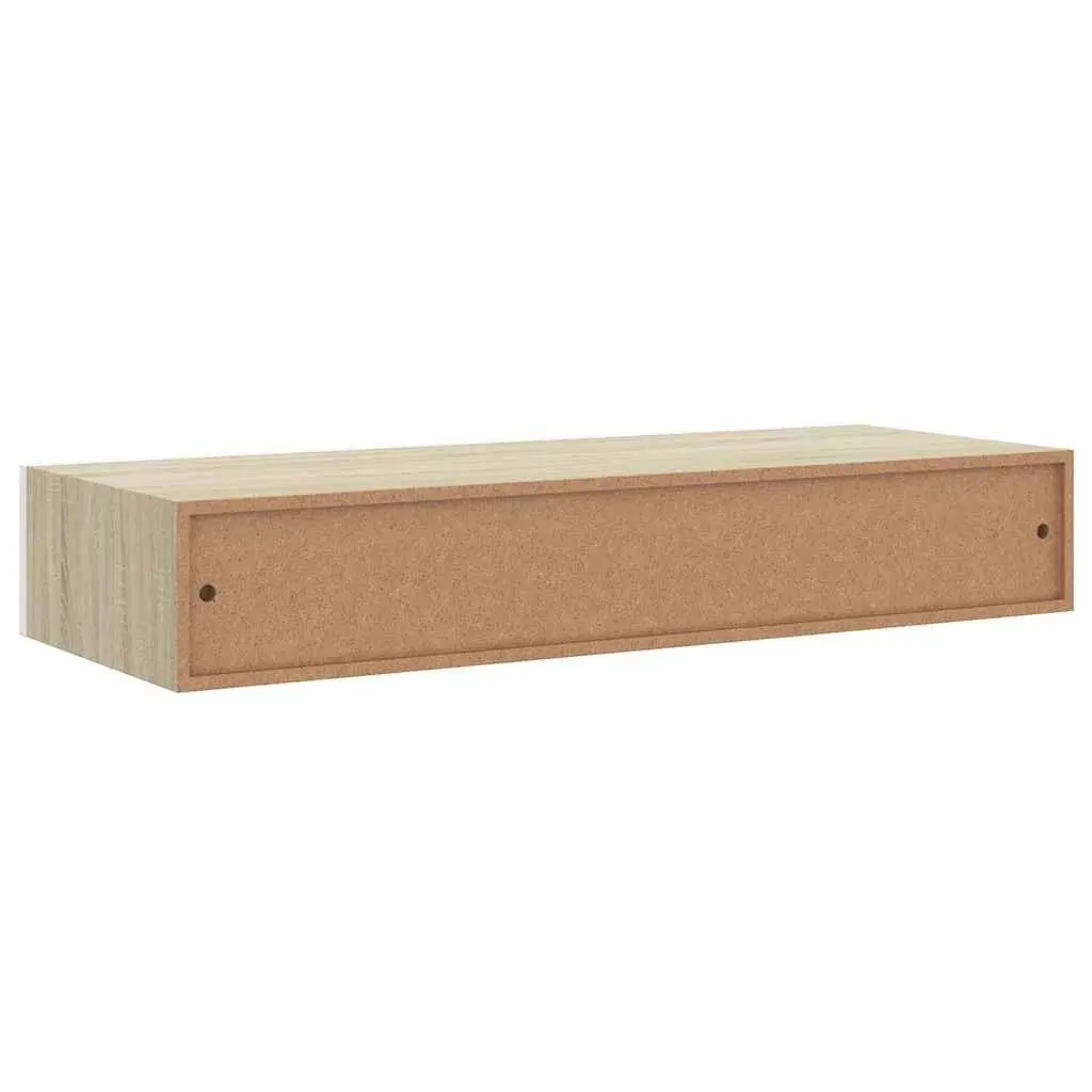 Wall Drawer Shelves 60x23.5x10cm Floating Storage 2 pcs MDF Oak White