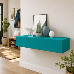 Wall-mounted Drawer Shelf Floating Storage Compact MDF Blue 60x23.5x10cm