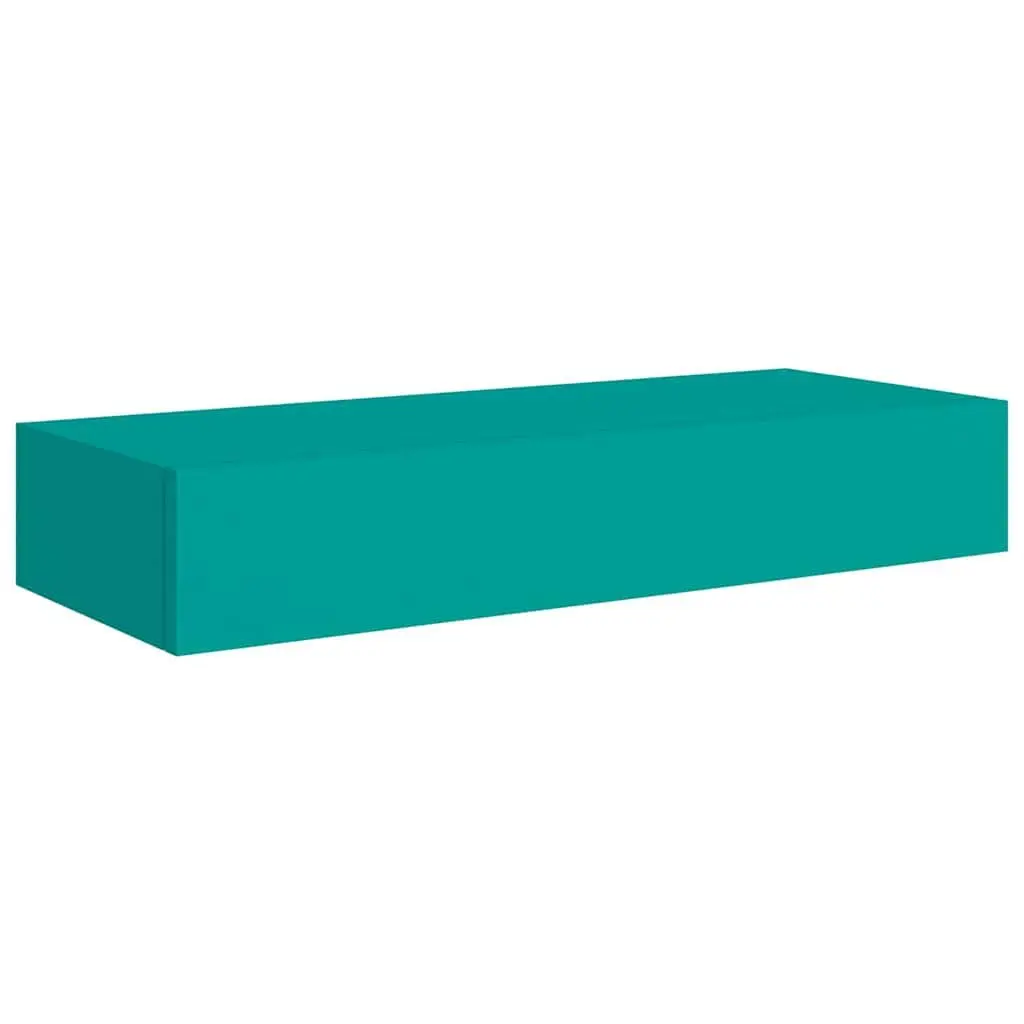 Wall-mounted Shelf Compact Storage Blue MDF Floating Drawer 60x23.5x10cm