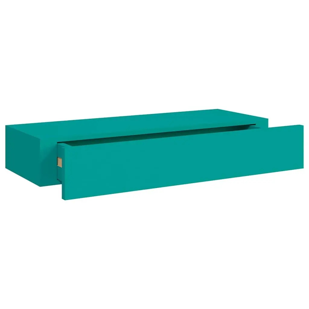 Wall-mounted Shelf Compact Storage Blue MDF Floating Drawer 60x23.5x10cm