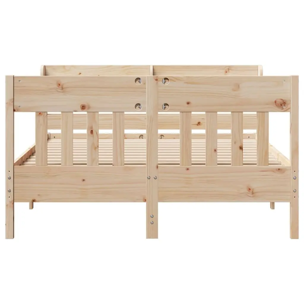 Solid Wood Pine Bed Frame 150x200 cm with Headboard and Storage Shelves