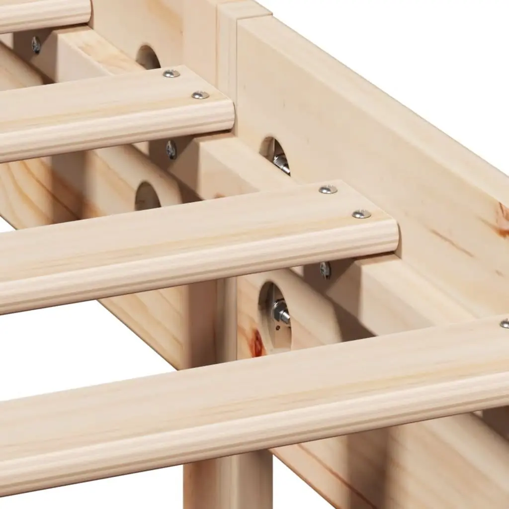 Solid Wood Pine Bed Frame 150x200 cm with Headboard and Storage Shelves
