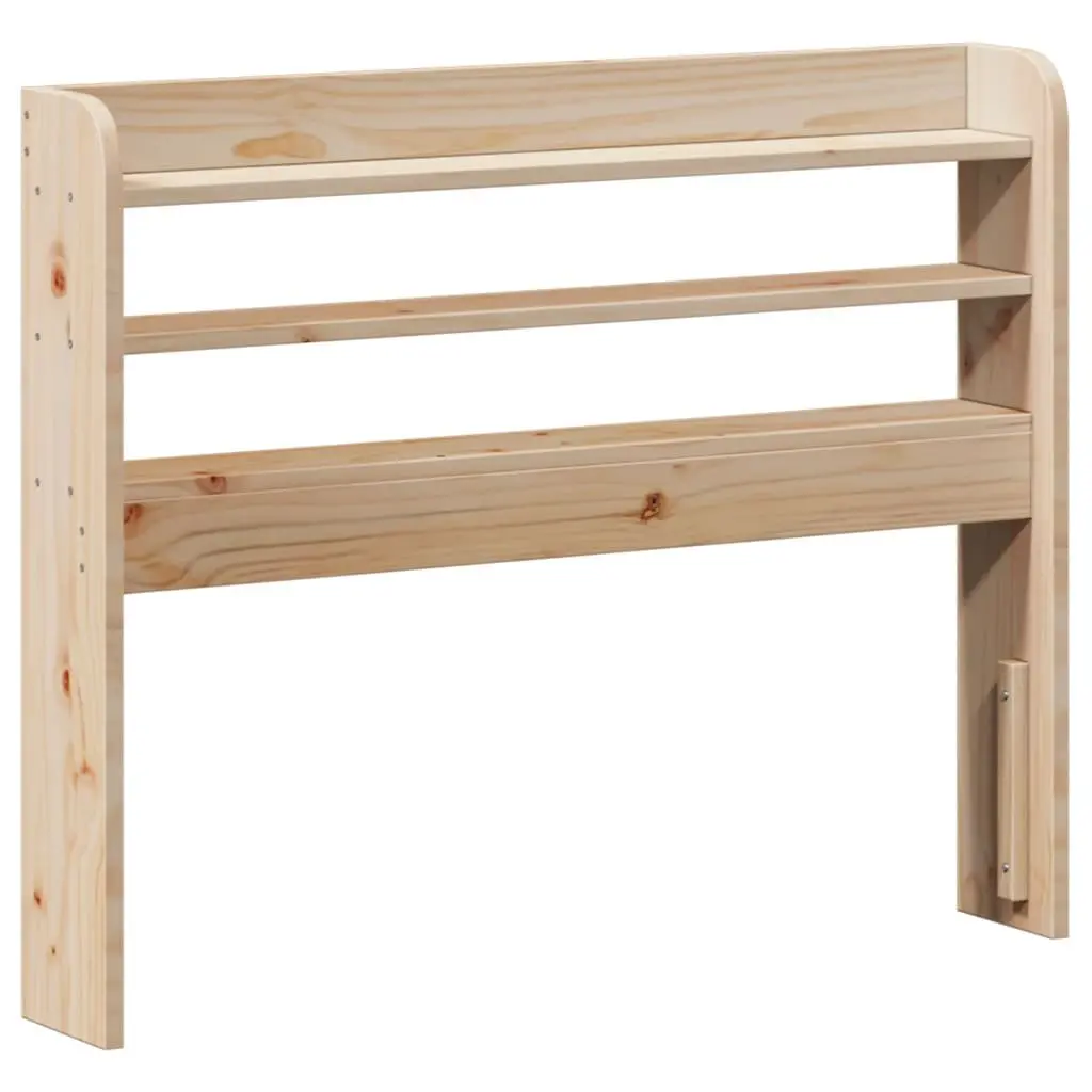 Bed Frame 90x200 cm Solid Pine Wood with Headboard and Three Storage Shelves