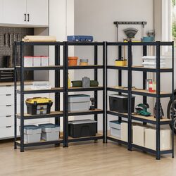 5-Layer Industrial Storage Shelves Steel Frame Engineered Wood Anthracite 4 Pcs