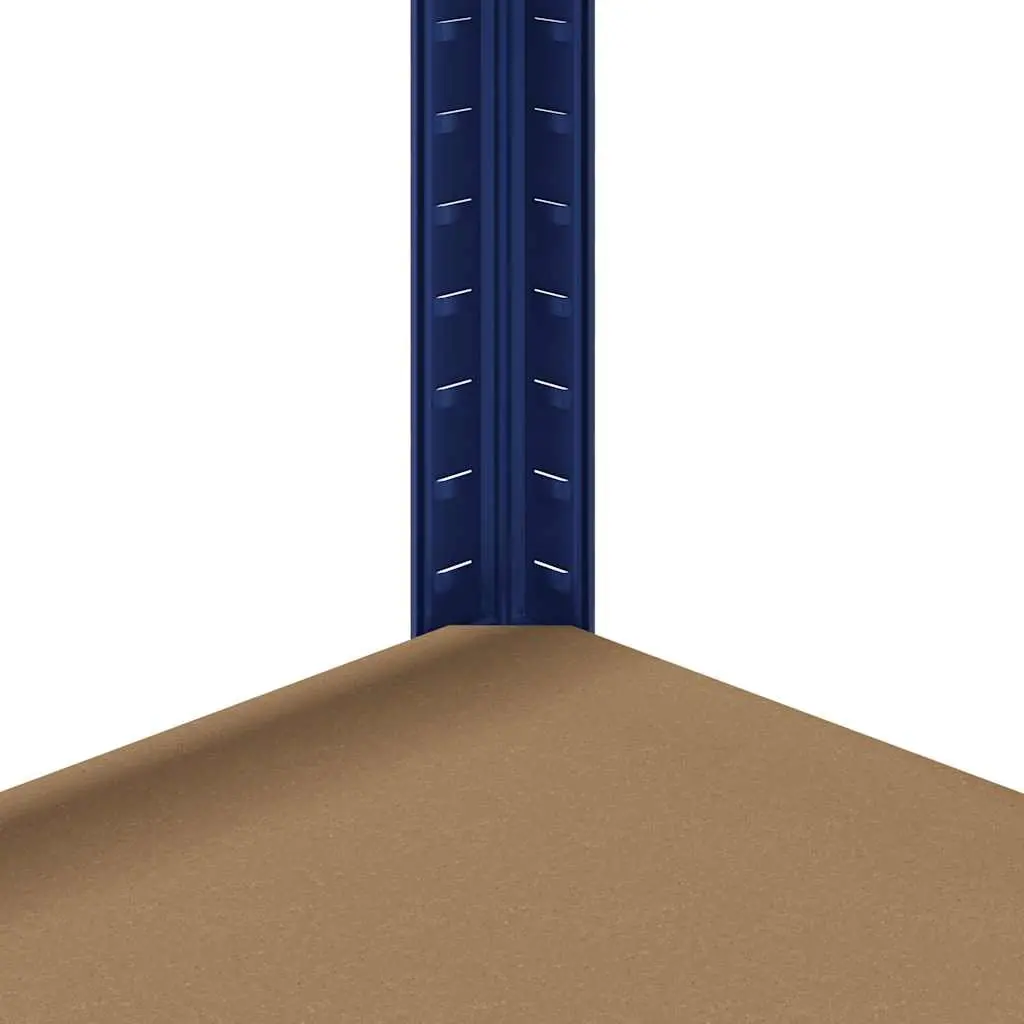 5-Layer Industrial Storage Shelves 4 Piece Set Blue Steel Engineered Wood Garage