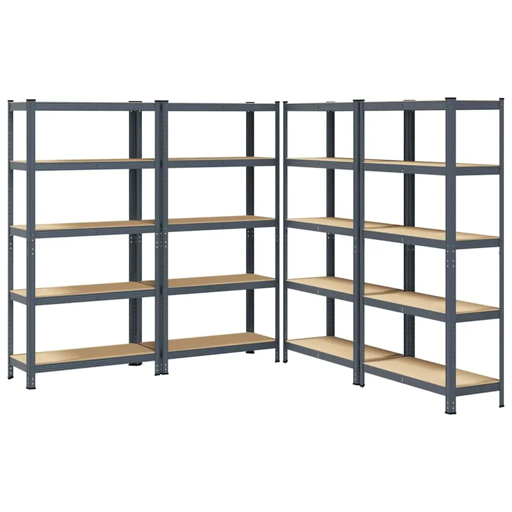 5-Layer Industrial Storage Shelves Unit 4 pcs Anthracite Steel Engineered Wood