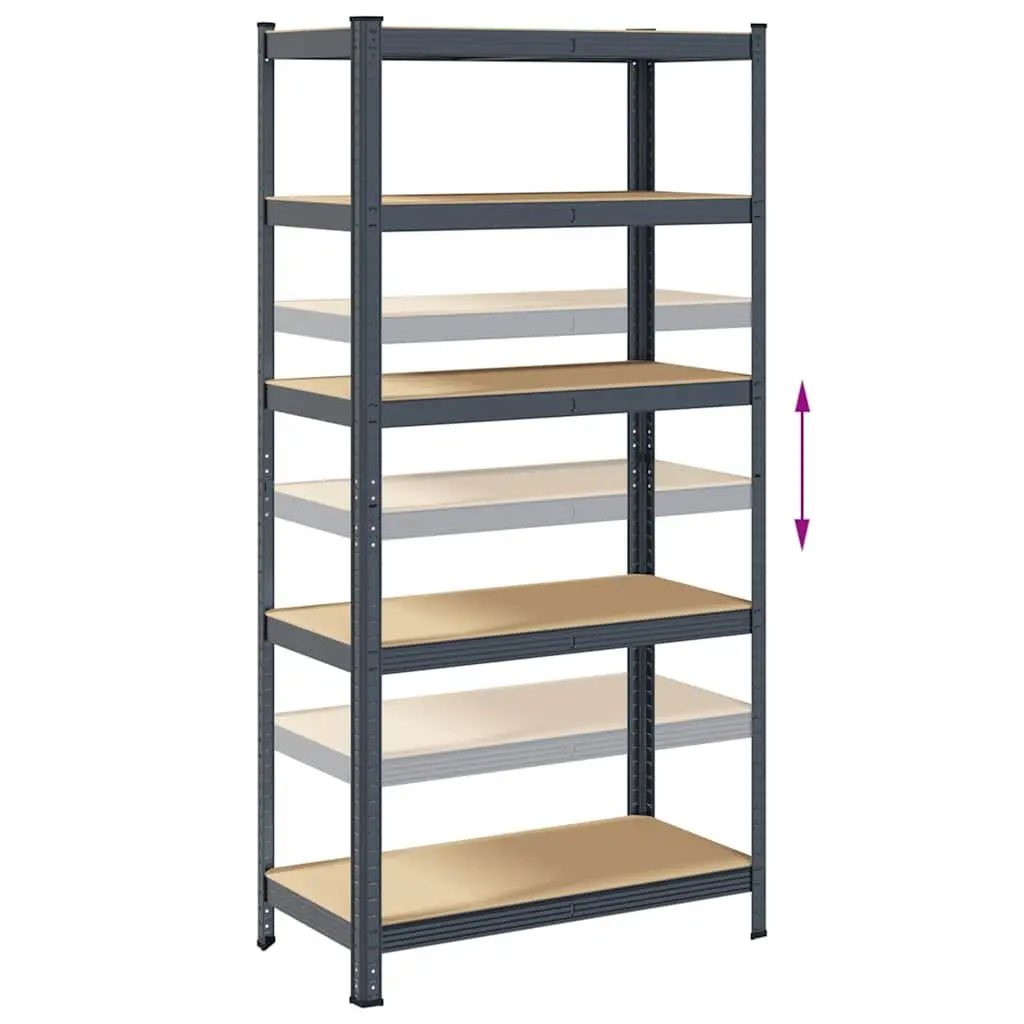 5-Layer Heavy-Duty Industrial Shelving Unit Anthracite Steel Engineered Wood