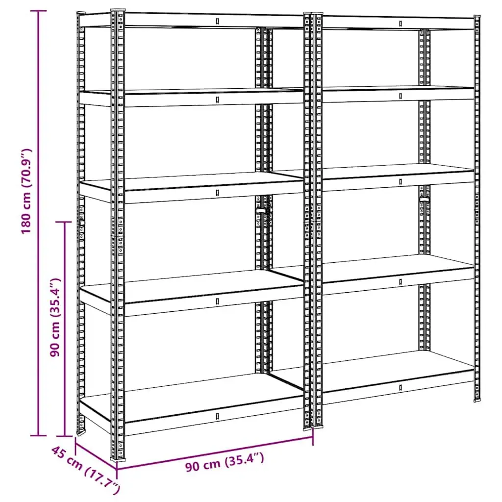 5-Layer Heavy-Duty Industrial Shelving Unit Anthracite Steel Engineered Wood