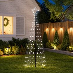LED Christmas Tree with Spikes 220 Cold White Lights 8 Effects 180cm Garden